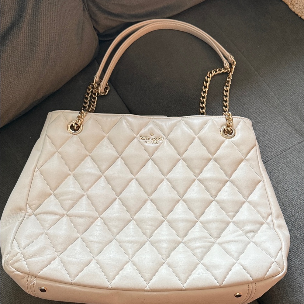 Kate Spade White Quilted Tote Bag